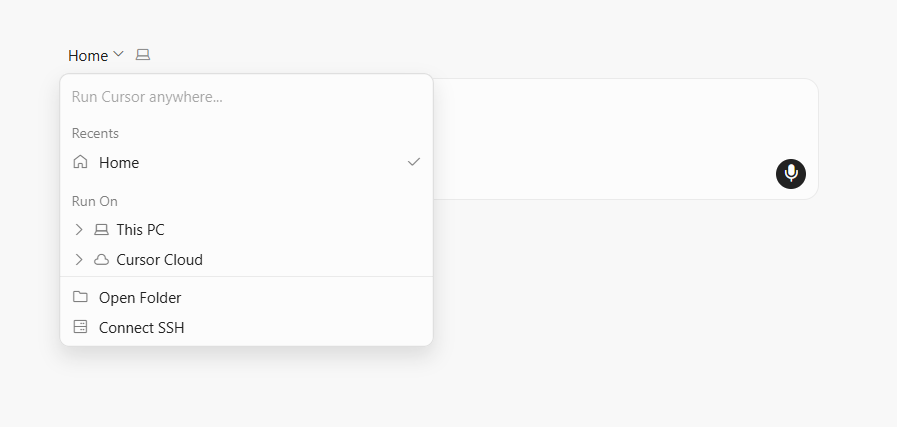 Run Cursor anywhere...の画面